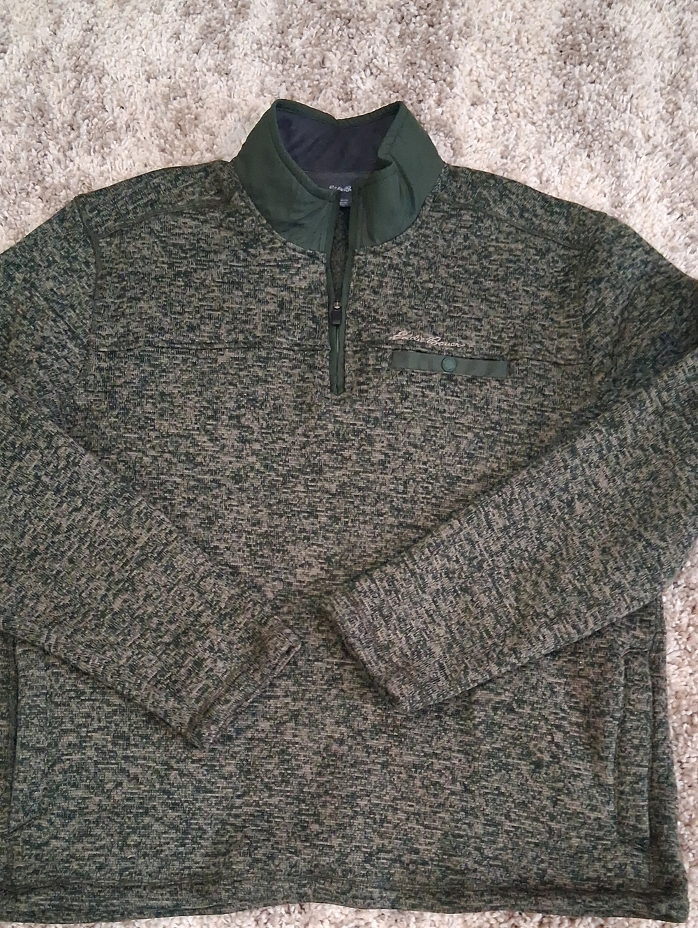 Eddie Bauer Green Heathered 1/4 Zip Fleece Pullover XL